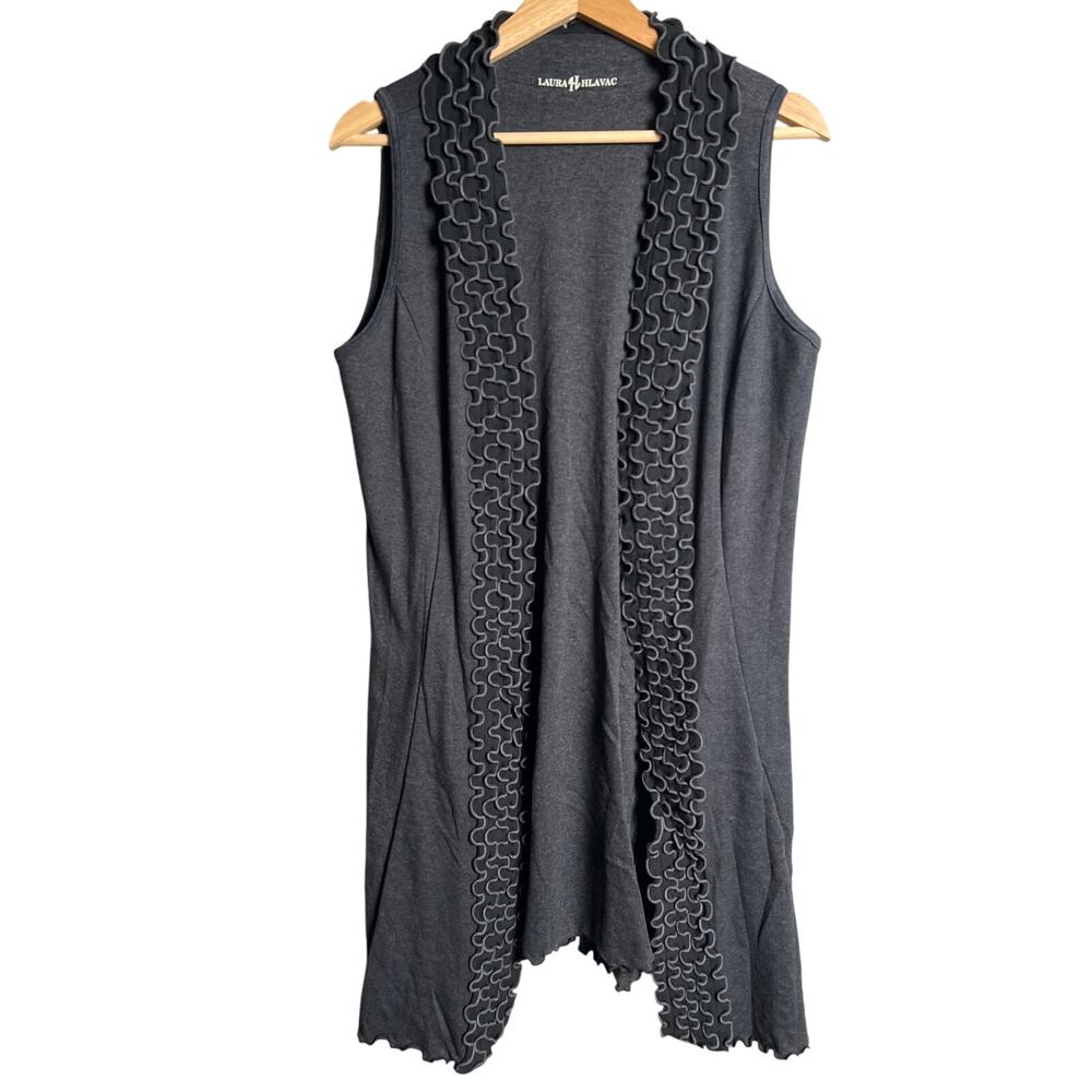 Laura Hlavac Gray Ruffle Vest Women's Size L